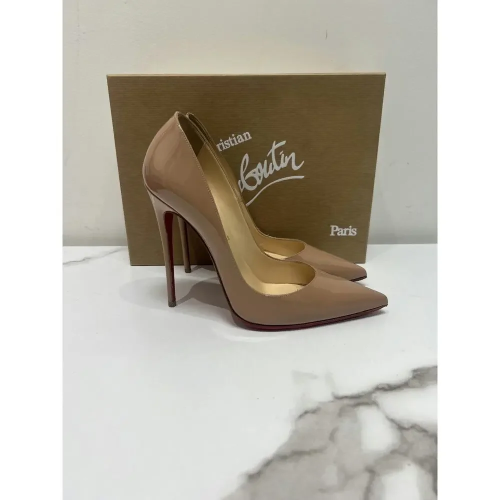 Christian Louboutin Women's Nude Patent Leather So Kate Pumps - Size 38